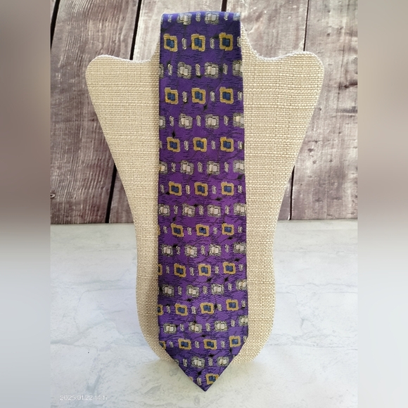 Robert Talbott Best of Class Necktie Tie Silk Geometric Square Handmade Purple T - Picture 1 of 7